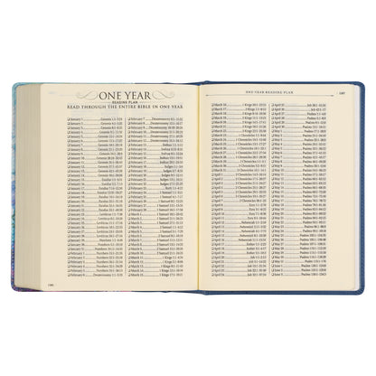Blue Floral Faux Leather Hardcover Note-taking Bible