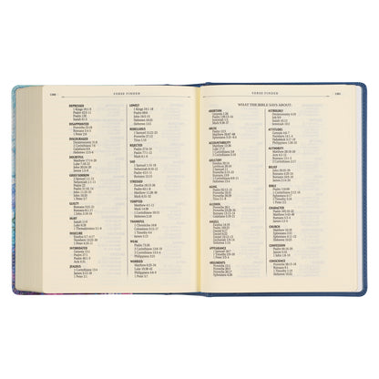 Blue Floral Faux Leather Hardcover Note-taking Bible