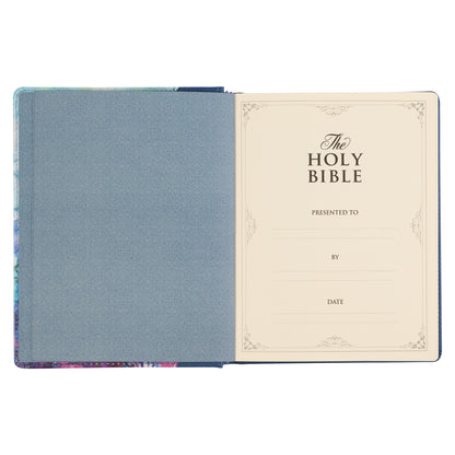 Blue Floral Faux Leather Hardcover Note-taking Bible