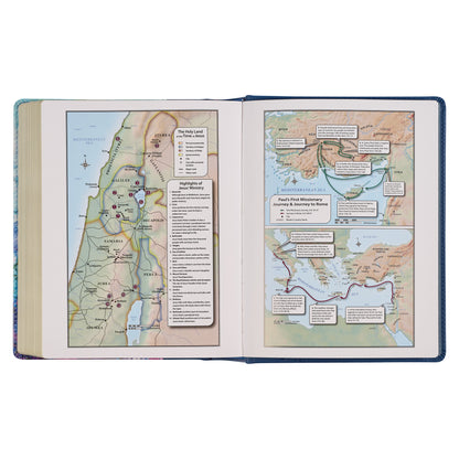 Blue Floral Faux Leather Hardcover Note-taking Bible