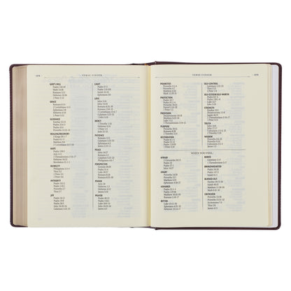 Burgundy Diamond Grid Faux Leather Hardcover Large Print KJV Note-taking Bible