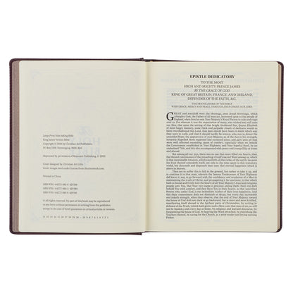 Burgundy Diamond Grid Faux Leather Hardcover Large Print KJV Note-taking Bible