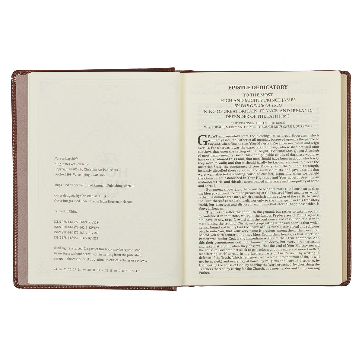 Saddle Tan Faux Leather Hardcover King James Version Note-taking Bible