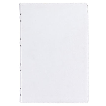 White Full Grain Leather Full-size Giant Print King James Version Bible with Thumb Index