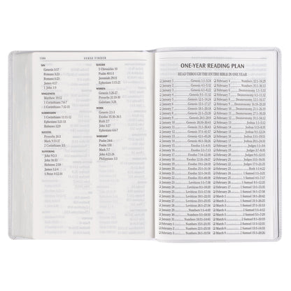 White Full Grain Leather Full-size Giant Print King James Version Bible with Thumb Index