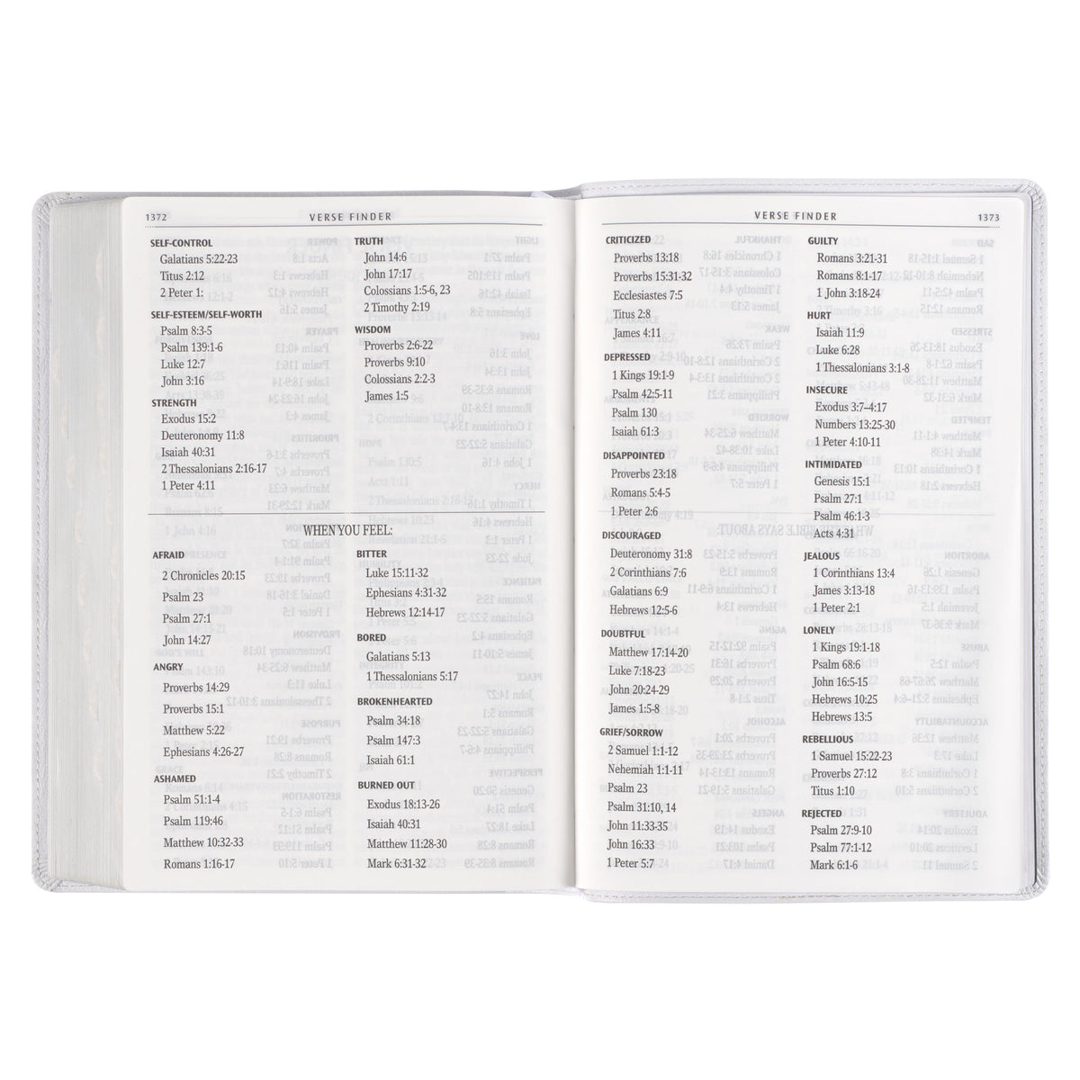 White Full Grain Leather Full-size Giant Print King James Version Bible with Thumb Index