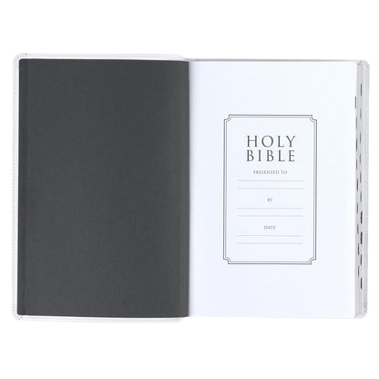 White Full Grain Leather Full-size Giant Print King James Version Bible with Thumb Index