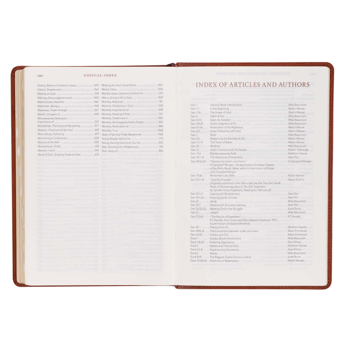 Saddle Tan Faux Leather Spiritual Growth Bible