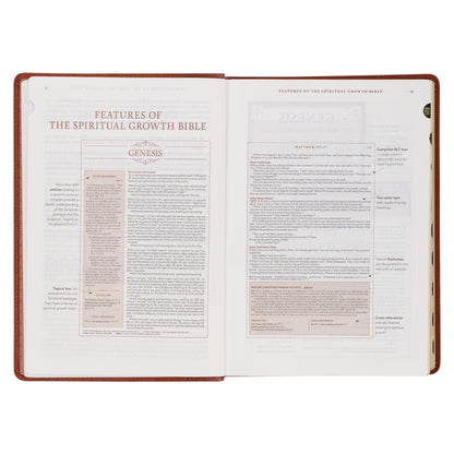 Saddle Tan Faux Leather Spiritual Growth Bible