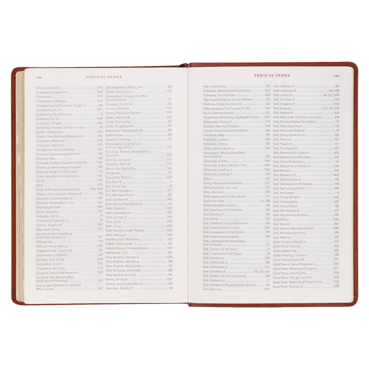 Saddle Tan Faux Leather Spiritual Growth Bible