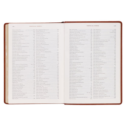 Saddle Tan Faux Leather Spiritual Growth Bible