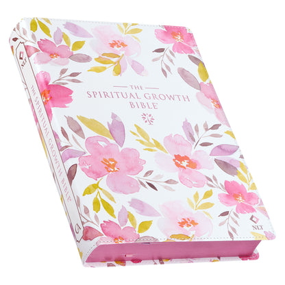 Pink Floral Faux Leather Spiritual Growth Bible