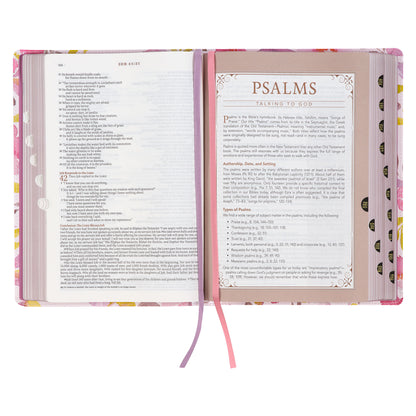 Pink Floral Faux Leather Spiritual Growth Bible