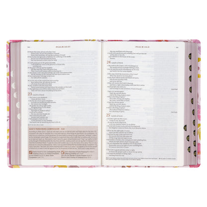 Pink Floral Faux Leather Spiritual Growth Bible