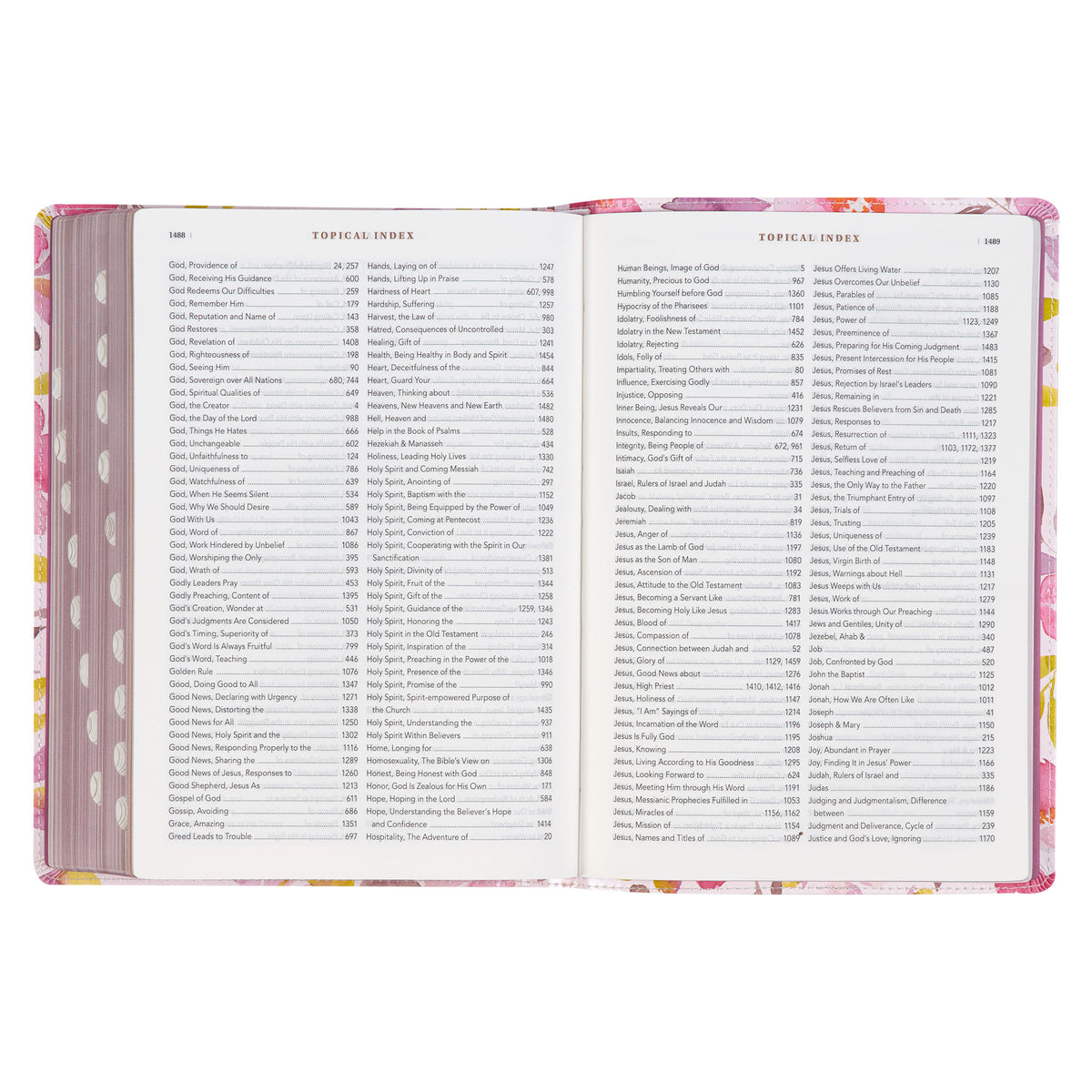 Pink Floral Faux Leather Spiritual Growth Bible