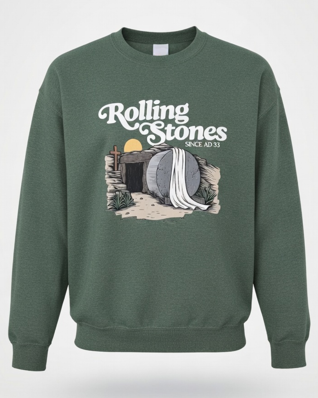 RTS "Rolling Stones" Crewneck | M - Heather Dark Green