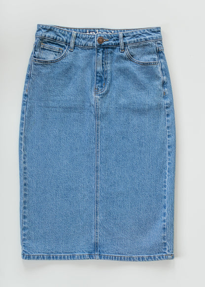 Remi Denim Classic Wash Midi Skirt